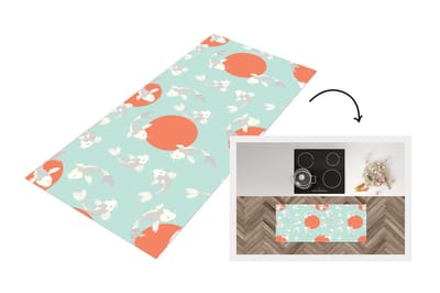 Keukenloper - Loper keuken - Patroon - Vis - Japan - Dier - 120x50 cm - Keukenloper vinyl