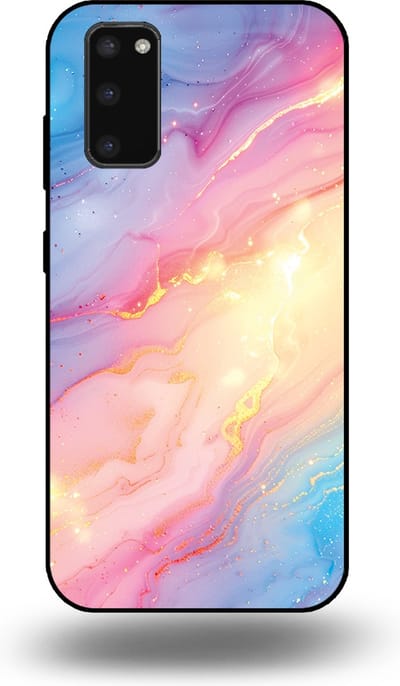 Smartphonica Telefoonhoesje Geschikt voor Samsung Galaxy S20 met Regenboog Glitter Marmer Opdruk - TPU Backcover Case Rainbow Glitter Marble Design geschikt voor Samsung Galaxy S20