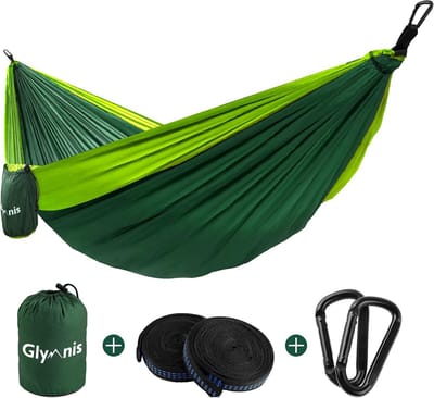 Nylon Hangmat - Kampeerhangmat - Ontspannen Buiten - Hoge Draagkracht - 300 x 200 cm - Donkergroen
