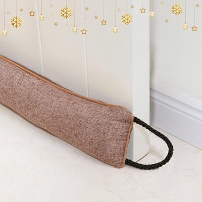 Famanu – Tochtstoppers voor de deur Decoratieve Windstopper 91cm voor Deur & Raam - Verzwaarde Tochtstopper Geluidsblokker voor Onderkant Deur - Bruin 36"