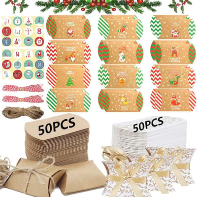 Geschenkdoosjes van kraftpapier - 124 stuks voor verjaardagen, feestdagen en Kerstmis
