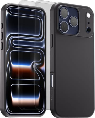 Hoesje - geschikt voor Apple iPhone 17 Pro - Zwart - 2x screenprotector - beschermglas screen protector- Anti Shock - hoes case