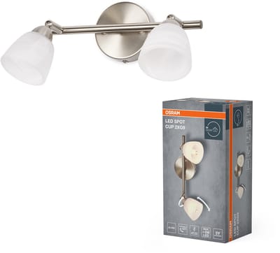 OSRAM Spot Cup opbouwarmatuur 2xG9 geborsteld nikkel, spot albast glas verstelbaar, woonkamer hal metaal