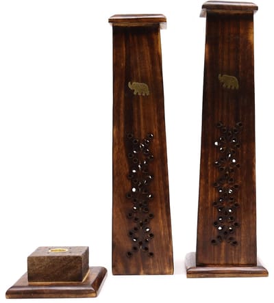Ancient Wisdom - Wierook - Taps toelopende wierooktoren van mangohout - geur - aroma - ontspanning - meditatie - sfeer - rust