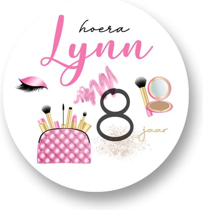 25x Traktatie Stickers Met Naam en Leeftijd - Make up Artist - Gepersonaliseerd - Sluitstickers - Kinderfeest Traktatie - Uitdelen - Uitdeeltraktatie - Traktatiestickers Pimp Studio