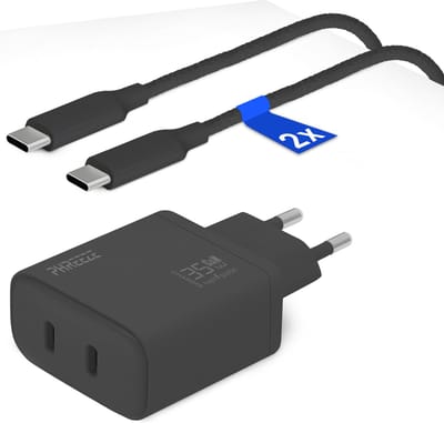 Usb C Adapter 35w + 2x usb-C Kabels (1 Meter) - Snelle Oplader usb-C Voor Laptop en Smartphone
