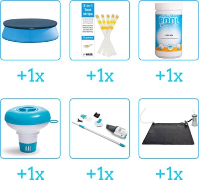 Zwembad Accessoirepakket voor Intex Easy Set Zwembad - 244x61 cm - Rond - Opblaasbaar - Met filterpomp - Intex - 28108GN - 6-delig