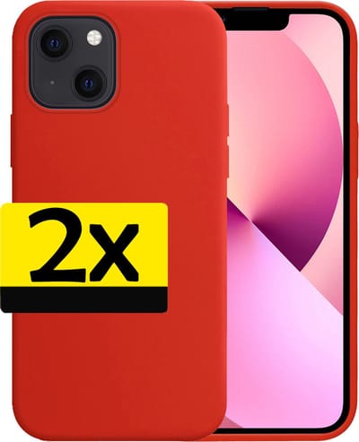 Hoesje - 2 Stuks - Geschikt voor Apple iPhone 14 - Sterk & Shockproof - Case Siliconen - Back Cover - Telefoon Hoes - Telefoonhoesjes - Rood