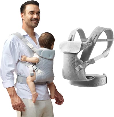 Draagzak - All-Season Multifunctioneel Draagbaar - Verstelbare Draagzak - 3-36 Maanden - Ergonomisch - 3 Draagposities - Lichtgrijs