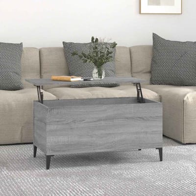vidaXL - Salontafel - 90x44,5x45 - cm - bewerkt - hout - grijs - sonoma - eikenkleurig