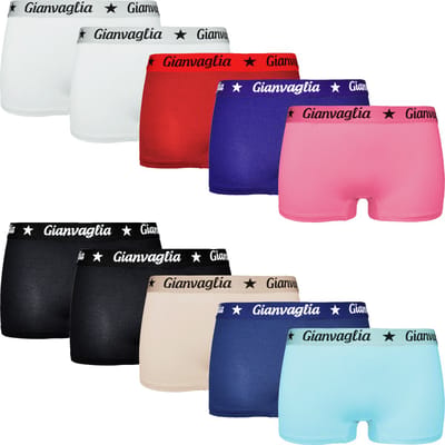 Gianvaglia Dames Shorts 10-pak - Diverse kleuren - Effen kleuren - Maat XXL