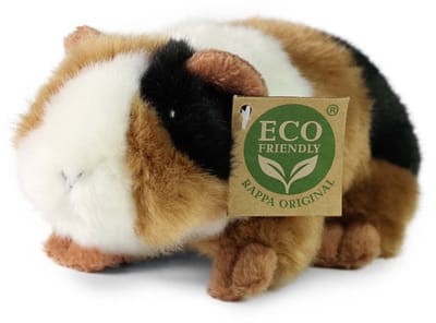 Rappa ECO knuffel cavia 17 cm - realistische knuffel van recyclede PET flessen - bruin, wit, zwart