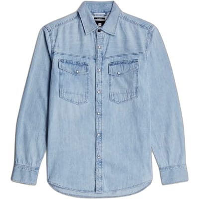 Overhemd Lange Mouw G-Star Raw D23616-D252 SLIM DENIM-G342 SUN FADED BLUE MIST
