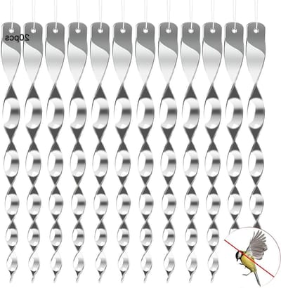 Set van 20 Reflecterende Vogelverschrikker Windspiralen voor Balkon, Vogels Afschrikken en Duivenbestrijding met Reflecterend Zilver