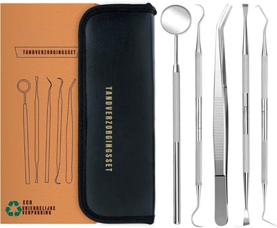 TIM®Tandartshaakje - Tandplak Haakje - Tandsteen Haakje - Zilver - 17cm x 3cm x 3cm; 141 g