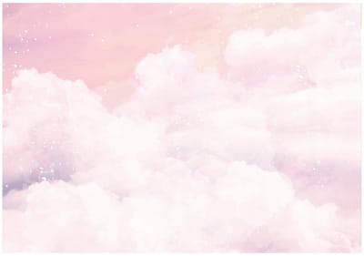 WALLARENA - Fotobehang - 200x140 cm - fototapete voor meisjes met roze wolken en een blauwe lucht