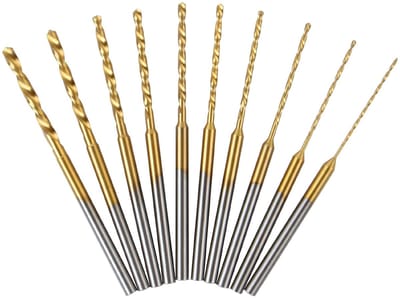 2,35 mm schacht mini-microboorset, 10 stuks HSS boorbits voor graveren, gaten boren en DIY projecten met amber en kralen