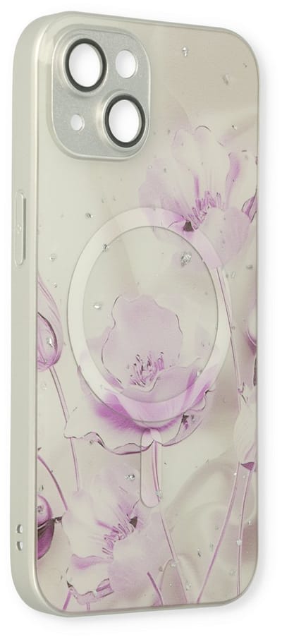 Casemania Hoesje Geschikt voor Apple iPhone 13 Paars - Siliconen Marmer Back Cover - Geschikt voor MagSafe