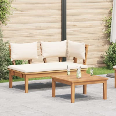 vidaXL - Tuinstoel - en - Tafel - Set - 2 - st - Crème - en - bruin - Massief - teakhout
