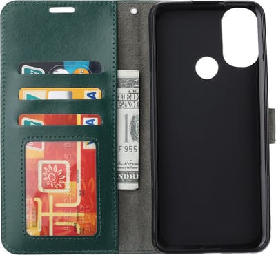 LuxeBass Hoesje geschikt voor Motorola Moto G82 5G - Boekhoesje - Groen - Portemonneehoesje gsm hoesje - telefoonhoes - telefoonhoesjes