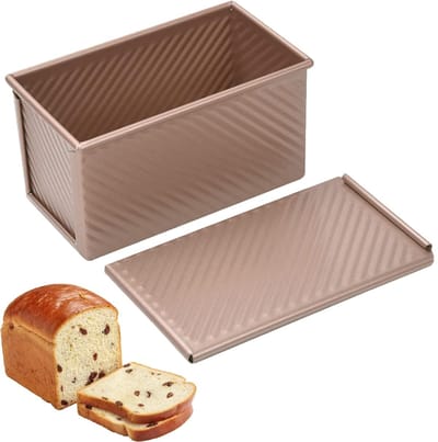 broodbakvorm- broodvorm-Broodpan met deksel - Deegcapaciteit - Geschikt voor het bakken van zelfgebakken brood in de oven - Anti-aanbaklaag broodpan - broodpan - voor sandwichbrood (19*9.5*8)