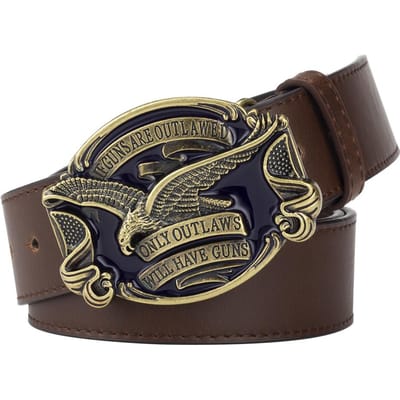 Heeft Wapens Amerikaanse Adelaar Gesp Mode Lederen Riem Reliëf voor Mannen Cowboy 115cm black