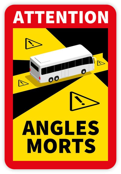 Simbol - Sticker Dode Hoek Frankrijk Bus - Camper - Attention Angles Morts - Duurzame Kwaliteit - Formaat 17 x 25 cm - Formaat