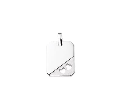 Zilver Gerhodineerde Graveerhanger gestanste hartjes 1329818