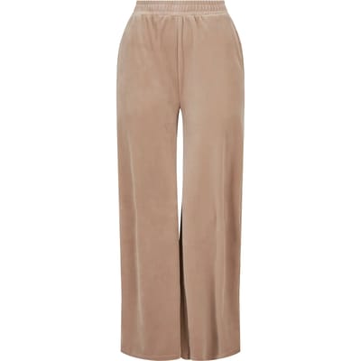 Urban Classics - High Waist Straight Velvet Dames joggingbroek - M - Beige