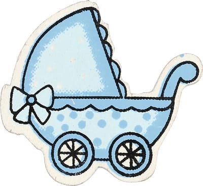 Happy Moments Houten Ornament Kinderwagen 3,4 X 3,1 Cm Lichtblauw 10 Stuks