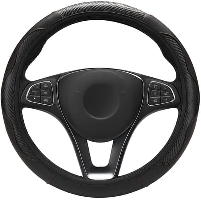 Auto Stuurhoes Koolstofvezel Patroon I Stuurwiel Cover I Anti Slip I PU Leer I Voor Sturen Met Diameter 37-38 cm
