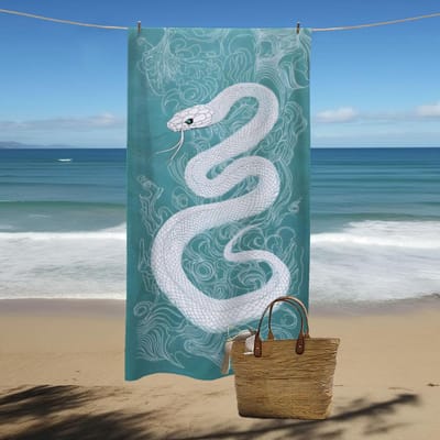 Serviette de Plage en Microfibre | Séchage Rapide, Léger, Design Moderne Imprimé Serpent | Idéal Pour la Plage et les Activités en Plein Air, Serviette de Plage 70X140cm gray