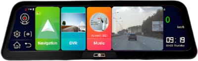 Dashcam voor Auto - 10" 4G ADAS Dashcam - GPS Navigatie & Dual Lens Achteruitrijcamera - 6m Achtercamera - Geen Geheugenkaart - Zwart