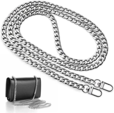Ketting - Portemonneekettingriem - Vervangende riem voor crossbodytas - met metalen gesp - Geschikt voor portemonnees, crossbodytassen - 47 inch - Zilver