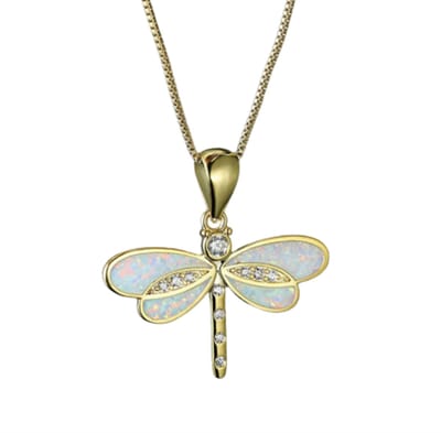 Bijoux by Ive - Ketting met hanger - Libelle - Parelmoer - Goudkleurig