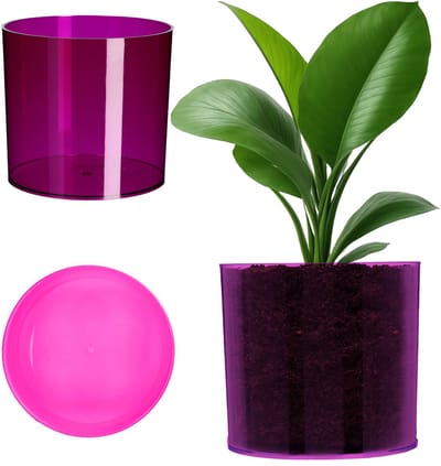 Bloempot Kunststof - Kruidenpot Vaas - Planten Verfraaien - Glanzende Cilindervorm - ⌀ 128 cm - Paars