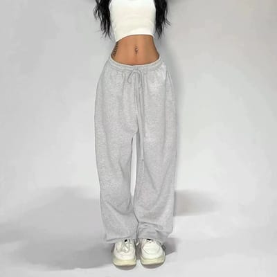 Dames High Waist Trekkoord Losse Dans Sportbroek S gray