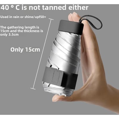 Titanium Zilver Zonbescherming 50+ Opvouwbare Capsule Paraplu voor Vrouwen met Hoogwaardige Ultraviolet 50% Korting Zonbescherming Iron&6K gray