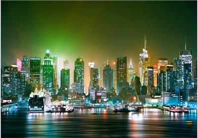 Fotobehangkoning - Behang - Vliesbehang - Fotobehang New York - NY: Enlightened Harbour - 300 x 210 cm
