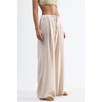 Brede Pijpen Casual Broek met Touwtjes