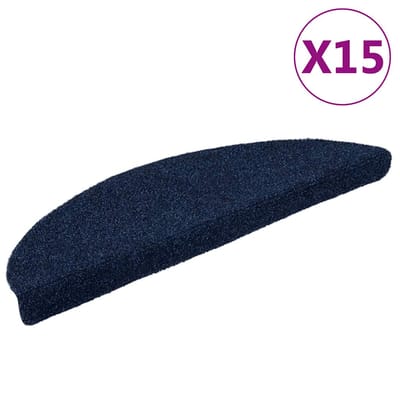 vidaXL - Trapmatten - zelfklevend - 15 - stuks - 56x17x3 - cm - marineblauw - halfrond