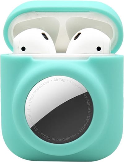 2 in 1 AirPods en Airtag Case - Beschermhoes - AirPods Cover - AirPods AirTag Hoesje - Geschikt voor Apple Airpods 1 en 2 - mint groen