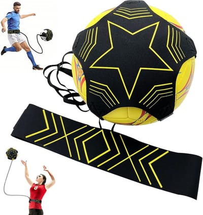 Voetbaltrainingshulpmiddel met Koord voor Solo Oefeningen, Geschikt voor Kinderen en Volwassenen, Ideaal voor Voetbal, Volleybal en Rugby