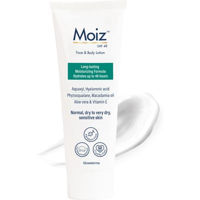 Moiz LMF 48 Lotion | 48 Uur Langdurige Vochtinbrenger | Geformuleerd met 17 Vochtinbrengers | Niet-comedogeen | Parabeen- en Dierproefvrij - 75 ml white