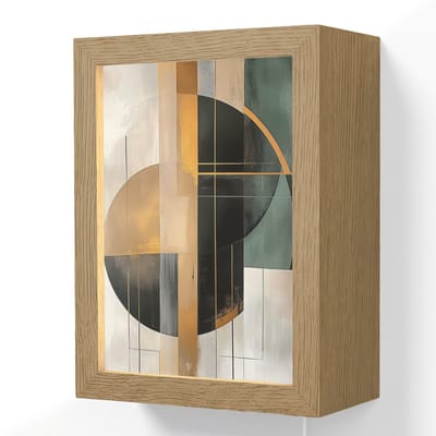 Wandlamp 15x20 cm - Oplaadbaar - Abstract - Goud - Brons - Groen - Vormen - Modern - Wandlampen binnen woonkamer - Slaapkamer lamp met kabel - Decoratieve nachtlamp - Vloerlamp snoer