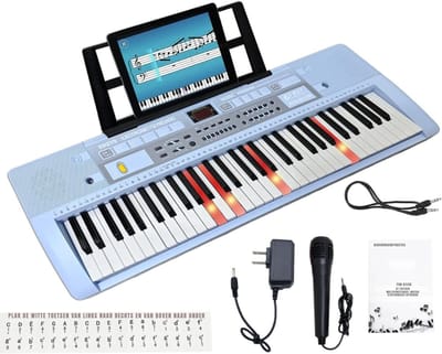 AHD® Elektrische Piano - Piano - Digitale Piano - Piano Keyboard - Piano Keyboard Kinderen - Lichtblauw - 79cm x 9cm x 21cm