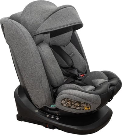 Thuys – Autostoel – Kinderstoel Auto – Isofix – Kinderzitje – 360° Draaibare Zitverhoger – Verstelbare Rugleuning – Hoogwaardig Materiaal – Safe – Grijs