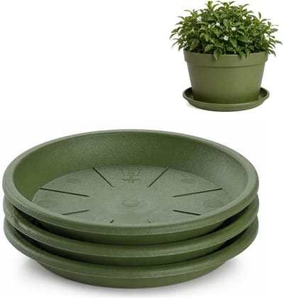 Plasticforte plantenpot onder schotel / water opvang schaal - 3x - groen - Dia 32 cm - Kunststof - voor pot met Dia 40/45 cm