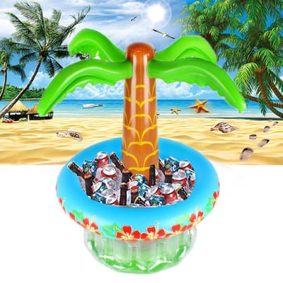 Glacière à bière gonflable Palmier gonflable pour fêtes de plage et de piscine Fournitures de fête Luau Décorations de fête d'été vert