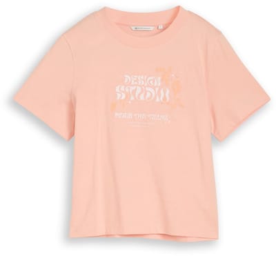 Tom Tailor Denim - Loose fit T-shirt met borduursel - Maat XXL - Orange Parfait